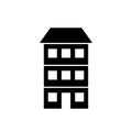 Three story house glyph icon