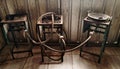 three stoves standing upright side by side as we see the stove that is no longer used changes and looks horror