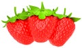 Three strawberries isolated over white
