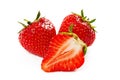 Three strawberry isolated on a white Royalty Free Stock Photo