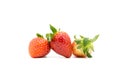 three strawberry is on a white background.