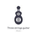 three strings guitar outline icon. isolated line vector illustration from music collection. editable thin stroke three strings