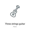 Three strings guitar outline vector icon. Thin line black three strings guitar icon, flat vector simple element illustration from