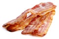 Three strips of fried crispy bacon. Royalty Free Stock Photo