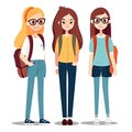 Three student girls. Royalty Free Stock Photo