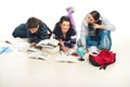 Three students learning home