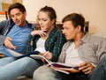 Three students preparing for exams Royalty Free Stock Photo