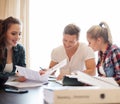 Three students preparing for exams Royalty Free Stock Photo