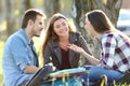 Three students talking after class