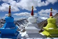 Three stupas high in himalayas