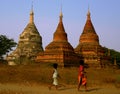 Three Stupas & Two Kids Myanmar (Burma)