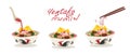 Three style of Yentafo. Yen Ta Fo is Thai food illustration. Royalty Free Stock Photo