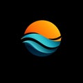 Abstract logo design features a circle resembling a sun with a gradient of orange hues. Royalty Free Stock Photo