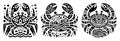 Three stylized crab illustrations with intricate patterns Royalty Free Stock Photo
