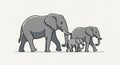 Three stylized gray elephants in a Royalty Free Stock Photo
