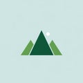 Three stylized green triangles represent mountains against a light blue background. The Royalty Free Stock Photo