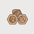 Three stylized hazelnuts are depicted in this simple illustration Royalty Free Stock Photo