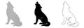 Three stylized silhouettes of a howling wolf Royalty Free Stock Photo