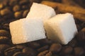 Three sugar cubes macro shot Royalty Free Stock Photo