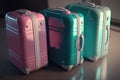 Three suitcases at the airport. AI generative