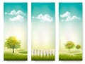 Three summer background banners. Royalty Free Stock Photo