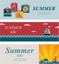 Three summer sale banners. Royalty Free Stock Photo