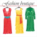 Three summer silk dresses.Fashion boutique