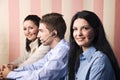 Three support operators at work Royalty Free Stock Photo