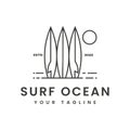 Three Surfboards, Summer Beach Surfing Vacation logo design inspiration