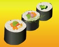 Three sushi rolls