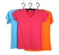 Three t-shirt template on hange Royalty Free Stock Photo