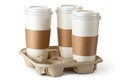 Three take-out coffee in holder