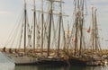 Three Tall Ships in Dana Point Royalty Free Stock Photo