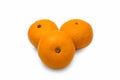 Three tangerines on a white background. Isolate. Royalty Free Stock Photo