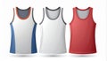 Three Tank Tops in Red White and Blue on White Background Royalty Free Stock Photo