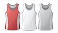 Three Tank Tops in Red White and Grey on a White Background Royalty Free Stock Photo