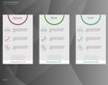 Three tariffs banners.Vector design for web app. Set offer tariffs. Price list.