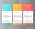 Three tariffs banners. Web pricing table. Vector design for web app.
