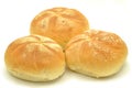 Three tasty buns isolated on white