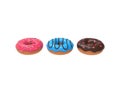 Three tasty donuts 3D render Royalty Free Stock Photo