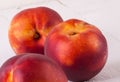 Three tasty fresh ripe juicy nectarines Royalty Free Stock Photo