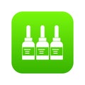 Three tattoo ink bottles icon digital green