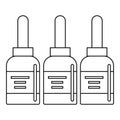 Three tattoo ink bottles icon outline