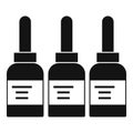 Three tattoo ink bottles icon simple