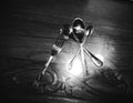 Three tea spoons and a fork on a table, light background Royalty Free Stock Photo