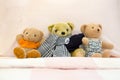 Three teddy bears dolls Royalty Free Stock Photo