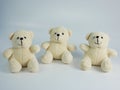 three teddy bears isolated on a white background Royalty Free Stock Photo