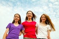 Three teen cheerful girls