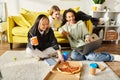 Three teenage girls of different ethnicities Royalty Free Stock Photo