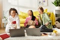 Three teenage girls of different races Royalty Free Stock Photo